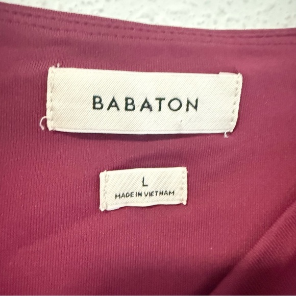 Aritzia Babaton Contour Sumac Burgundy Long Sleeve Square neck Mini Dress Size L - Picture 3 of 16